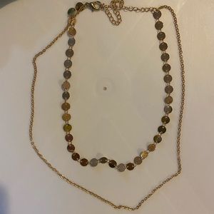 Gold double chain necklace